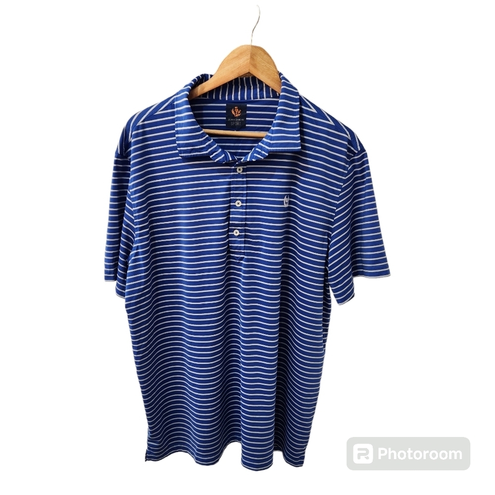 Donald Ross Sport Polo Shirt Mens XL Blue Striped Performance Stretch Breathable